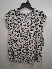 Womens Size 1X 16W-18W Terra And Sky Flutter Sleeve Blouse NWT
