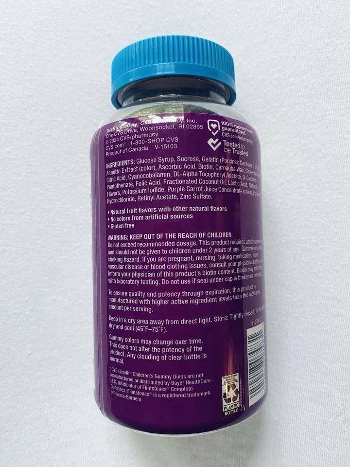 CVS Health 儿童软糖恐龙多种维生素多种矿物质 180 件有效期至 12/25 — 第 3/3 张图片