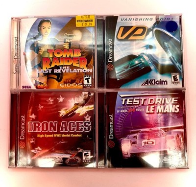 Lot of 4 Sega Dreamcast Games Tomb Raider Vanishing Point Iron Aces Test Drive