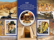 HOWARD CARTER Egypt Pharaoh KING TUTANKHAMUN TOMB Stamp Sheet (2023 Niger)