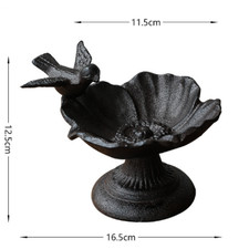 Cast Iron Peacock Bird Feeder Vintage Garden Ornament 18 16 19cm Brown