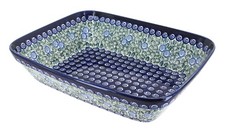 Blue Rose Polish Pottery Seaside Swirl Large Deep Baker