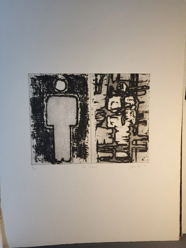 Perhaps 7 etchings by Aaron Fink and 7 poems by Paul Genega massive signed por.. - Image 3 of 4
