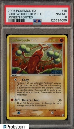 2005 Pokemon Ex Unseen Forces #15/115 Sudowoodo Reverse Holo Foil PSA 8 NM-MT