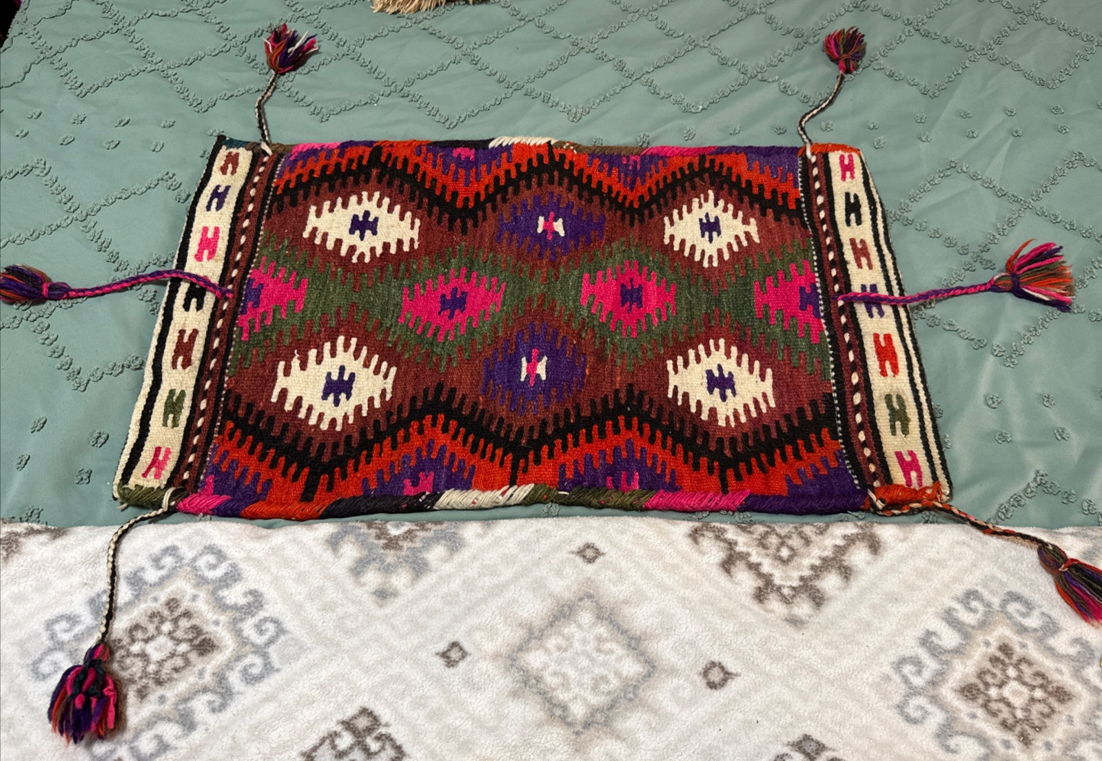 Handmade Kilim Rug  Lumbar Pillow Cover 16x24 Slip In