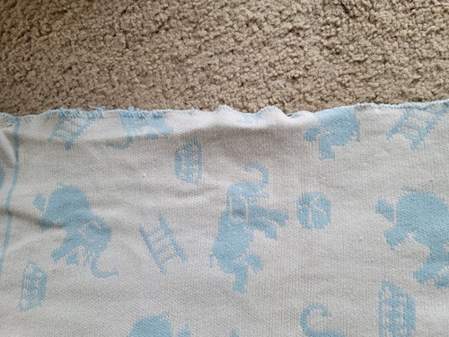 Baby Blanket With Elephants 28 1/2x28 1/2 Blue Baby Boy Vintage Nursery - Picture 4 of 6