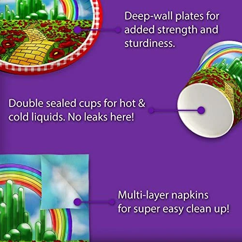 Juego de suministros de fiesta temáticos del Mago de Oz para 16 celebraciones de cumpleaños para niños Foto 3 de 4