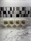Vintage 1970s Corning Ware Spice of Life Mugs Set of 4 Pedestal Milk Glass 5.5"