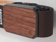 GROOVE LIFE BELT B1-012-OS BROWN w/WALNUT MAGNETIC ALUM BUCKLE  ADJUSTABLE - NEW