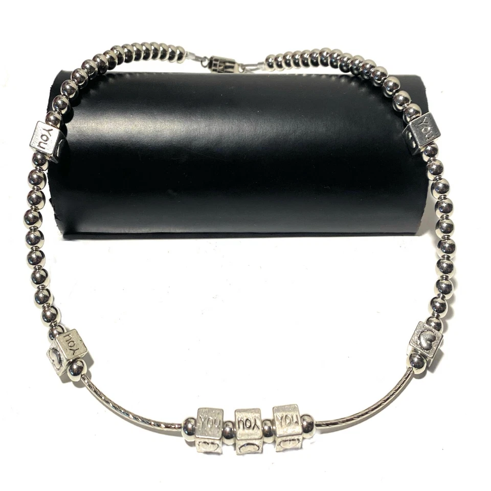 Collana da donna argento con catena a sfere e charms catenina lunga 45 cm - Immagine 4 di 4