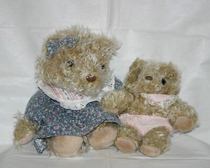 Doudou Peluche Nounours Maman Et Son Bebe Ourson Ebay