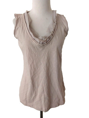 FOR THE REPUBLIC SLEEVELESS TOP V-NECK CHIFFON NECKLINE PALE PINK WOMEN'S SMALL