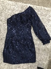 Navy Never Worn one shoulder sequin dress size 10