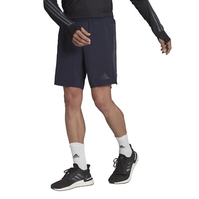 adidas Mens Run Icons Full Reflective 3-Stripes Shorts Legend Ink