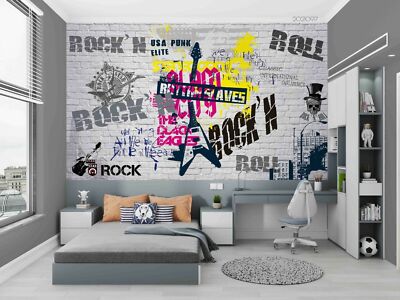 3D Rock Music Street Graffiti Self-adhesive Removable Wallpaper Murals Wall