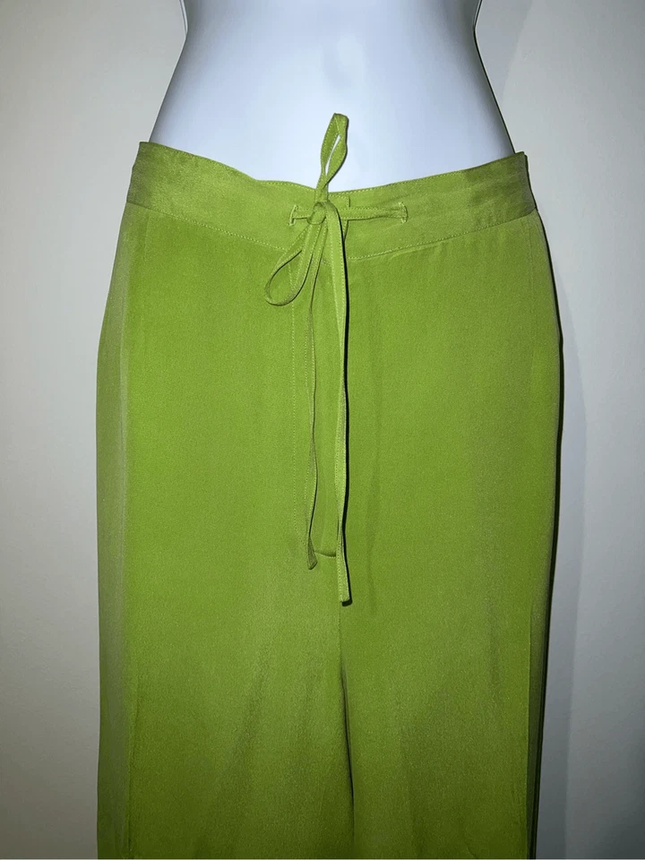 Pantalón Mujer Vintage 100% Seda Verde Lima 16W Foto 2 de 4