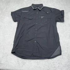 VERTICAL SPORT Shirt Mens Medium M Black Button Up Flap Pocket Modern Casual