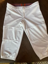 Size XL  UNDER ARMOUR   Strike Zone Heat Gear  Softball Pants White NWOT
