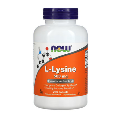NOW Foods, L-Lysine, L-Lysin, 500 mg, 250 Tabletten