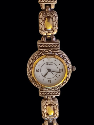 Vintage Brighton Two Tone Toggle Clasp Working Wrist Watch 6.5-8\