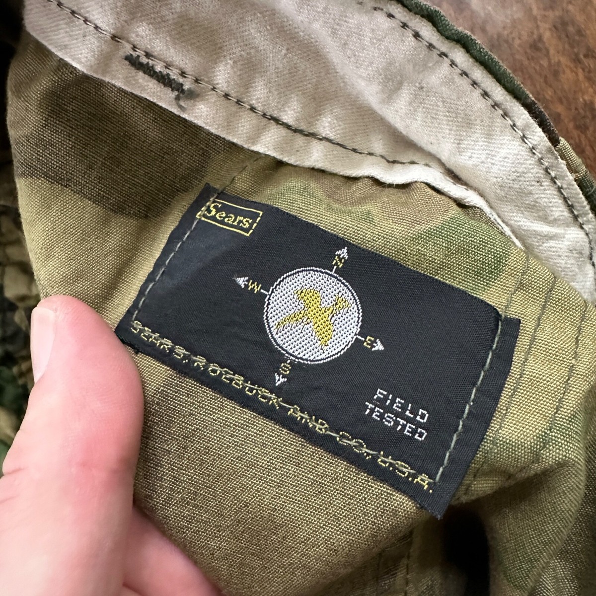 Vintage 60s 70s Sears Frog Skin Camo Pants Talon Zip USMC