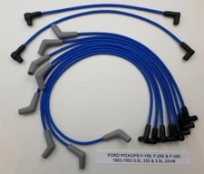 FORD Pickups F-150-250-350 1983-1993 5.0L/302, 5.8L/351W Blue Spark Plug Wires