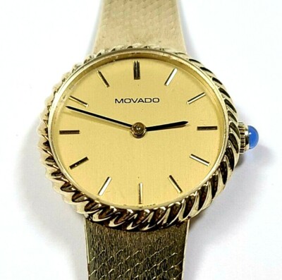 Rare Vintage Movado 14k Yellow Gold Ladies Mechanical Watch