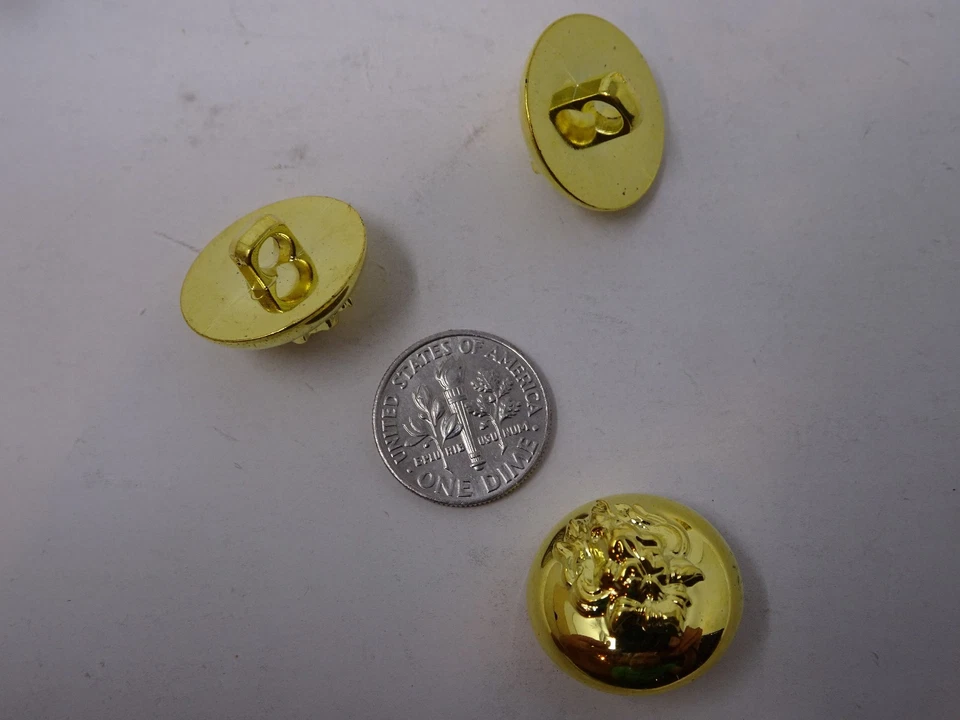  Lot of 6 Vintage Round Raised Gold Lion Emblem Button 20mm B367-6 - Image 4 of 4