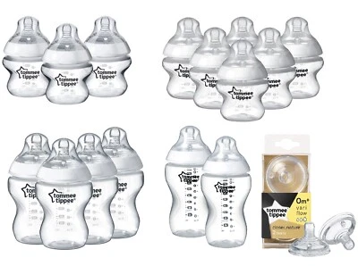 Tommee Tippee Closer To Nature 150ml / 260ml / 340ml Feeding Bottles 2 3 4 6 PK