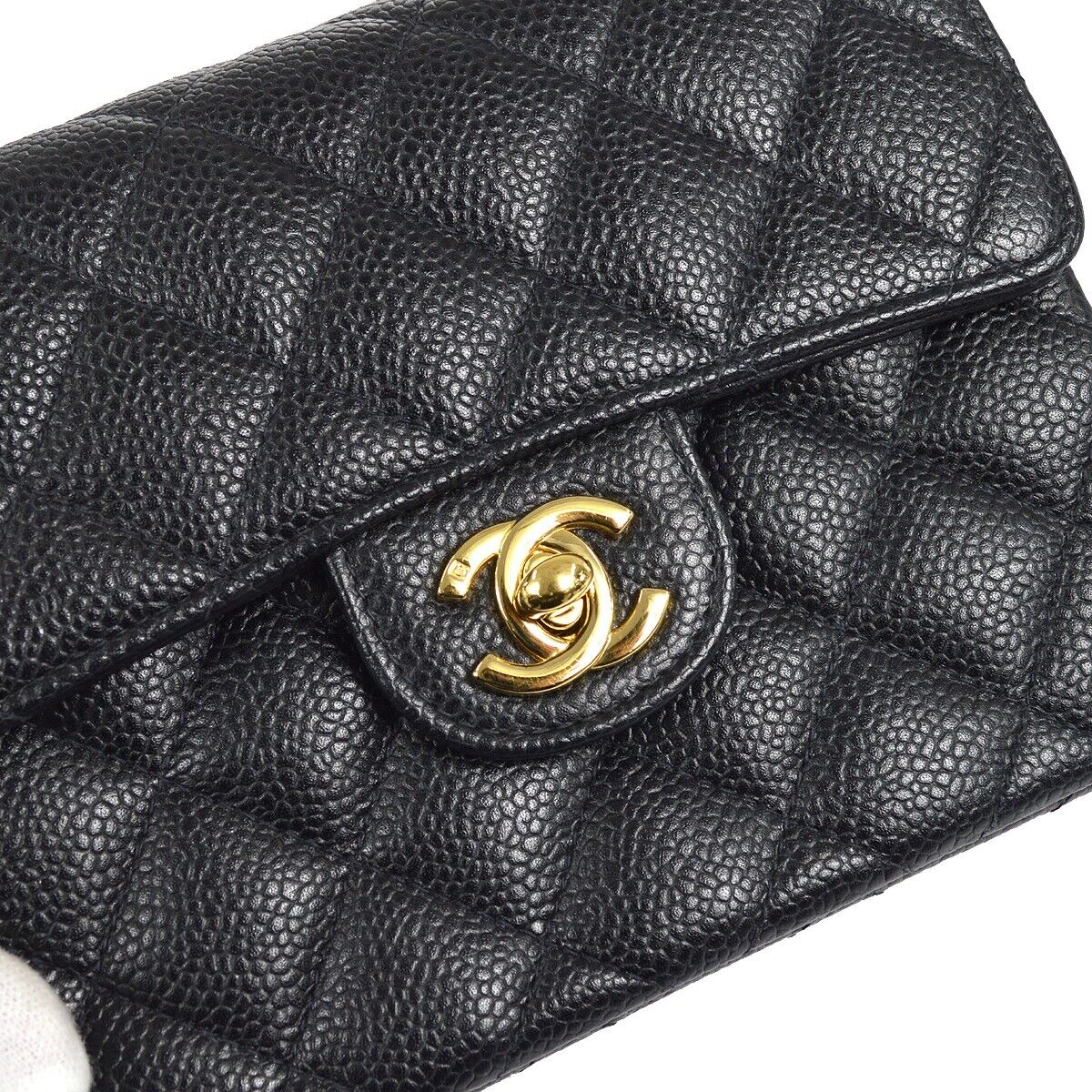 chanel mini square flap bag caviar black