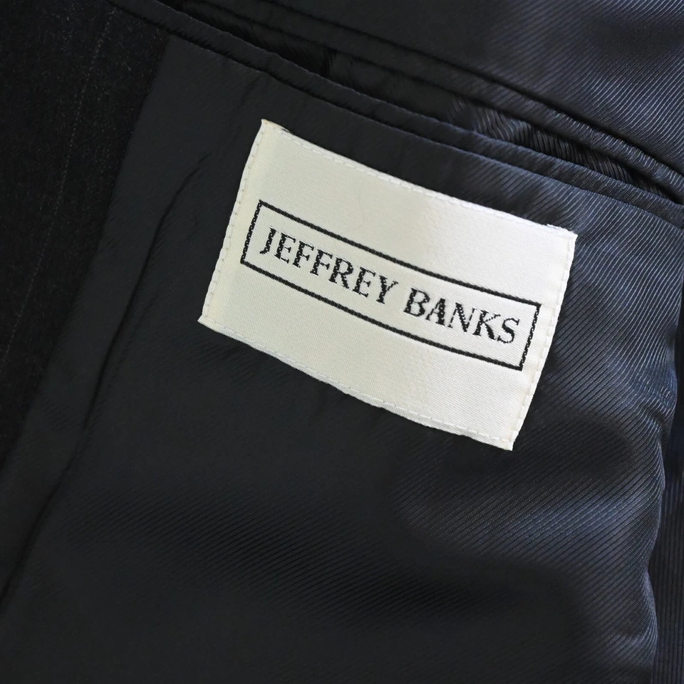 Jeffrey Banks 44L 36x34 Gray Striped 100% Wool Mens Jacket Pants Suit - Image 4 of 4