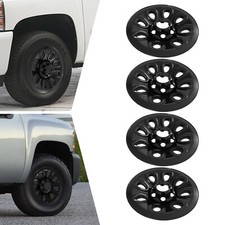 Set Of 4 For Chevy Silverado 1500 Black 17 Wheel Skins Hub Caps Full Rim Covers