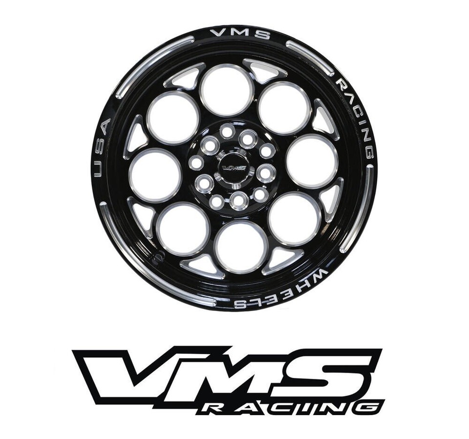 4x VMS Racing Black Modulo Milling Finish Drag Wheel Rim 15x8 5x100 ...