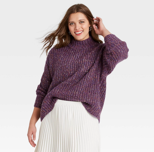 Mock Turtleneck Pullover Sweater 