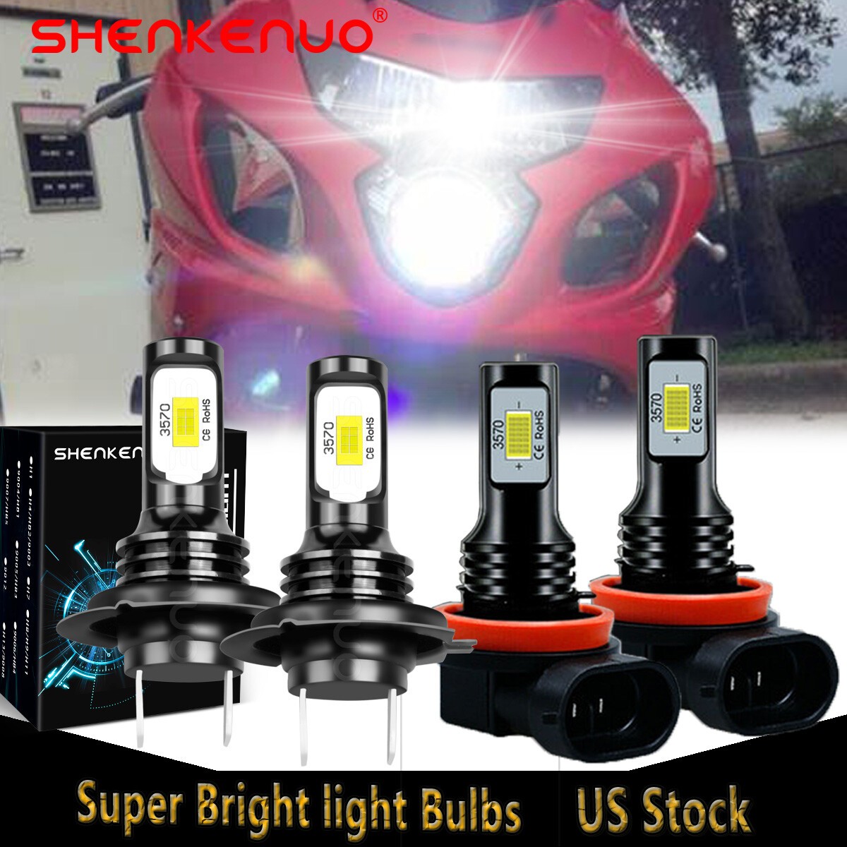H7 H11 LED Headlight SET For 2011-2020 Suzuki GSXR 600 & 750 Light