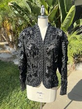 Vintage Black Tie Oleg Cassini Beaded Blazer