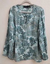 Separates by New York City Design Co. Green Studded Sheer Long Sleeve Blouse XL