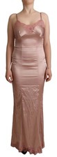 DOLCE & GABBANA Dress Polyester Pink Lace Long Bodycon Maxi IT42/US8/M RRP $2500