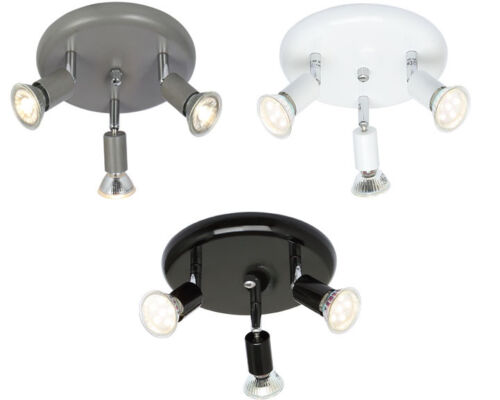 Modern 3 Way Ceiling Lights Adjustable LED GU10 Lamp Kitchen Spotlight Fitting - Afbeelding 1 van 21
