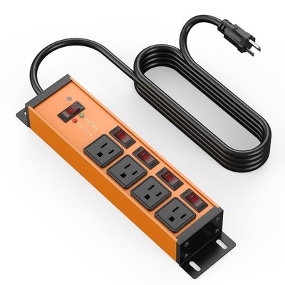 Heavy Duty 12 Gauge Magnetic Surge Protector 15FT Orange Power Strip 15ft Gauge