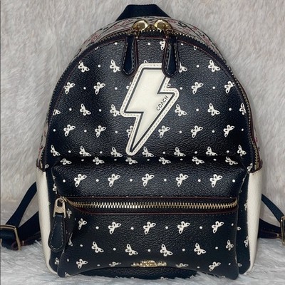 coach butterfly backpack Coach Mini Charlie Butterfly Bandana Print Canvas Leather Backpack