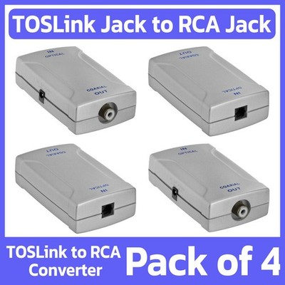 4 Pack TOSLink to RCA Adapter Fiber Optic Digital to RCA Analog Audio Converter