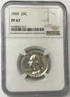 1959 25C Proof Silver Washington Quarter Dollar - NGC PF67