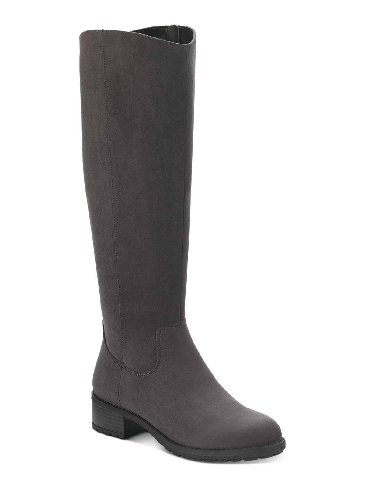 STYLE & COMPANY Womens Gray Graciee Round Toe Block Heel Zip-Up Riding Boot 5 M