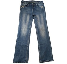 Grace in LA Straight Fit Jean Womens 18 35x33.5 Embellished Medium Wash Denim