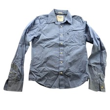 Abercrombie  Fitch Men Shirt Large Muscle Fit Button-Up Long Sleeve Blue Casual