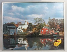 24X30 VINTAGE KODAK FILM ADVERTISEMENT OF QUAINT NEW ENGLAND TOWN