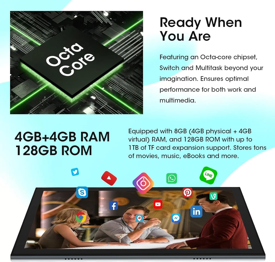 Tablet Con Slot per Scheda SIM, Tablet Da 10 Pollici, 4G LTE E Telefono (Make Ca - Immagine 4 di 4