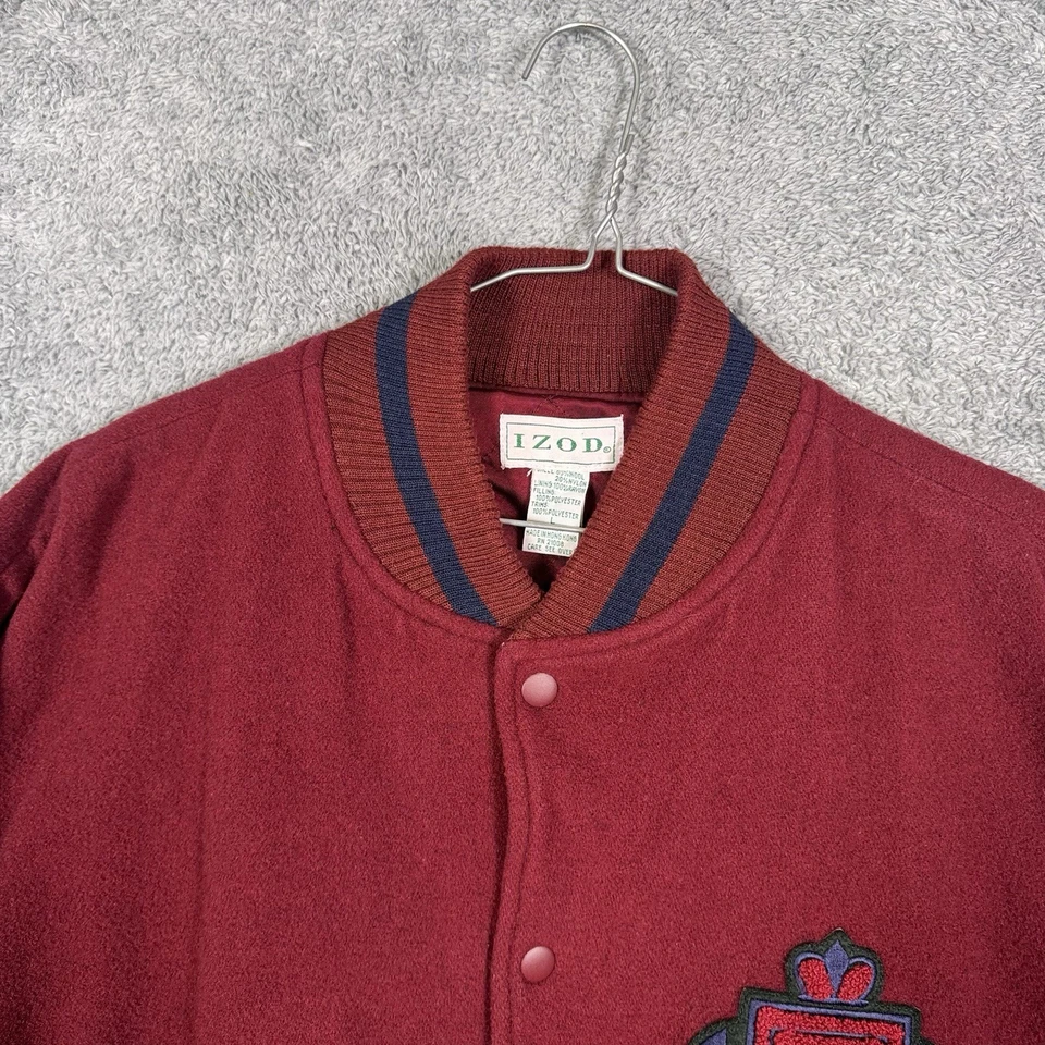 Vintage Izod Lacoste Jacket Men L Wool Varsity Collegiate Bomber Letterman Crest - Image 2 of 4