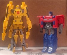 Transformers Transforming Bumblebee Optimus Prime Action Figures Yellow Red Blue